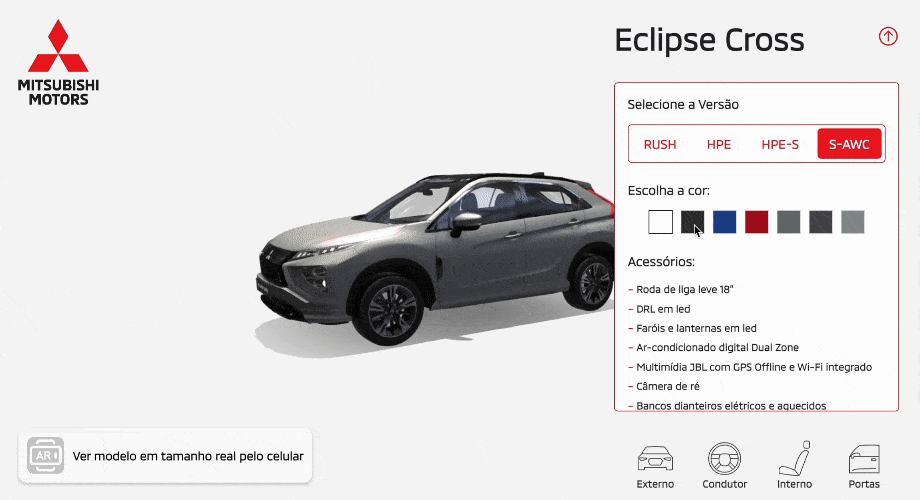 Visualizador e configurador 3D | AR para carro — 3